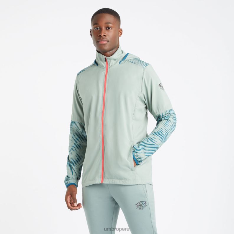 chaqueta de ducha con gráfico de entrenamiento profesional hombres ropa 64RRH233 Umbro verde chino/azul coral/geranio