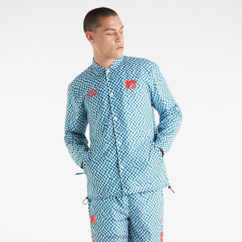 chaqueta de entrenador mtv hombres ropa 64RRH229 Umbro abeto sombreado/blanco brillante