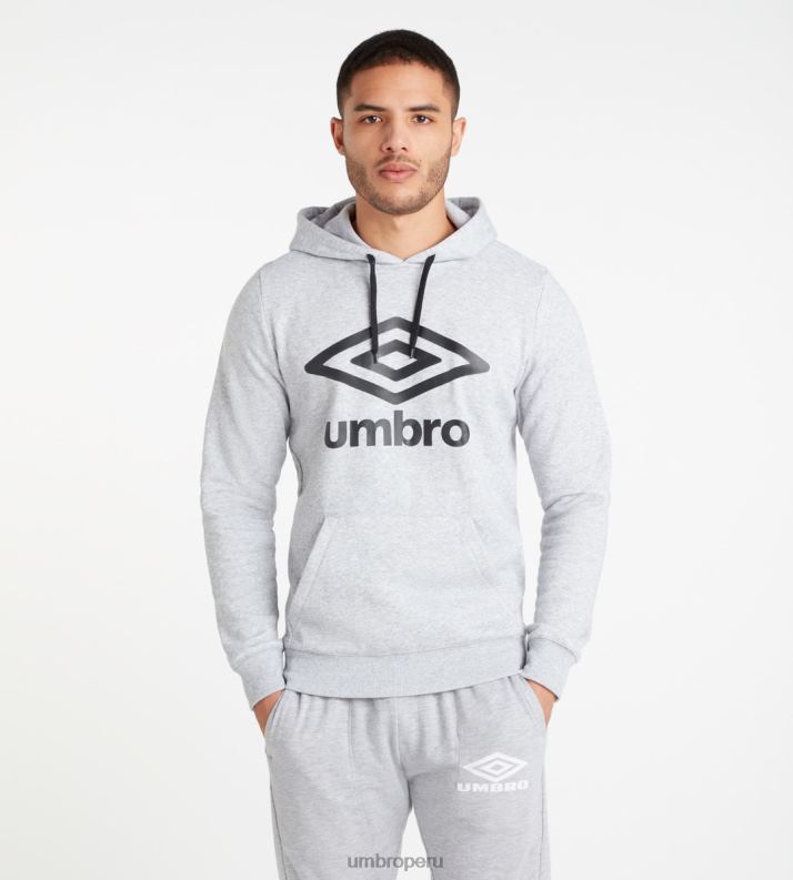 sudadera con capucha y logo grande hombres ropa 64RRH151 Umbro gris jaspeado/negro