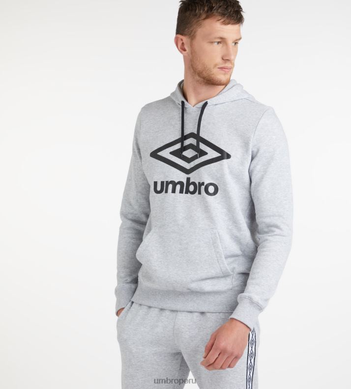 sudadera con capucha y logo grande - loopback hombres ropa 64RRH96 Umbro gris jaspeado/negro