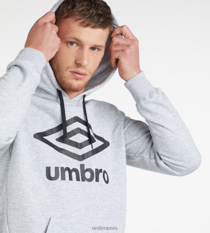 sudadera con capucha y logo grande - loopback hombres ropa 64RRH96 Umbro gris jaspeado/negro
