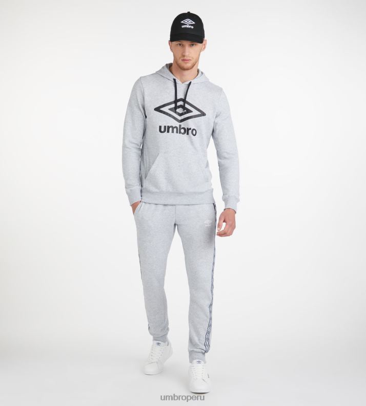 sudadera con capucha y logo grande - loopback hombres ropa 64RRH96 Umbro gris jaspeado/negro
