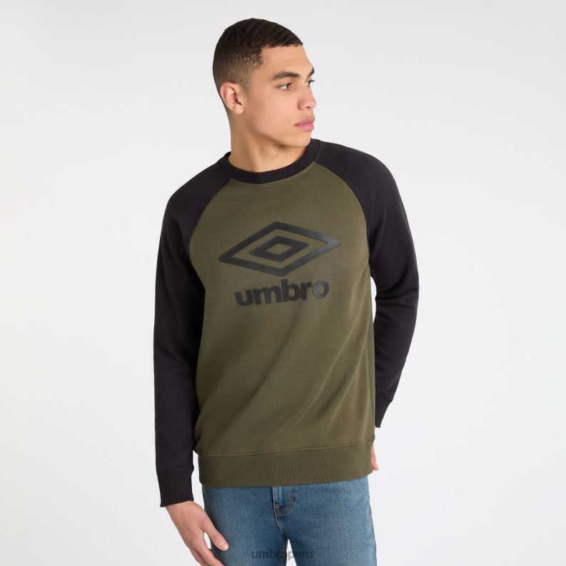 sudadera raglán central hombres ropa 64RRH114 Umbro noche del bosque/negro