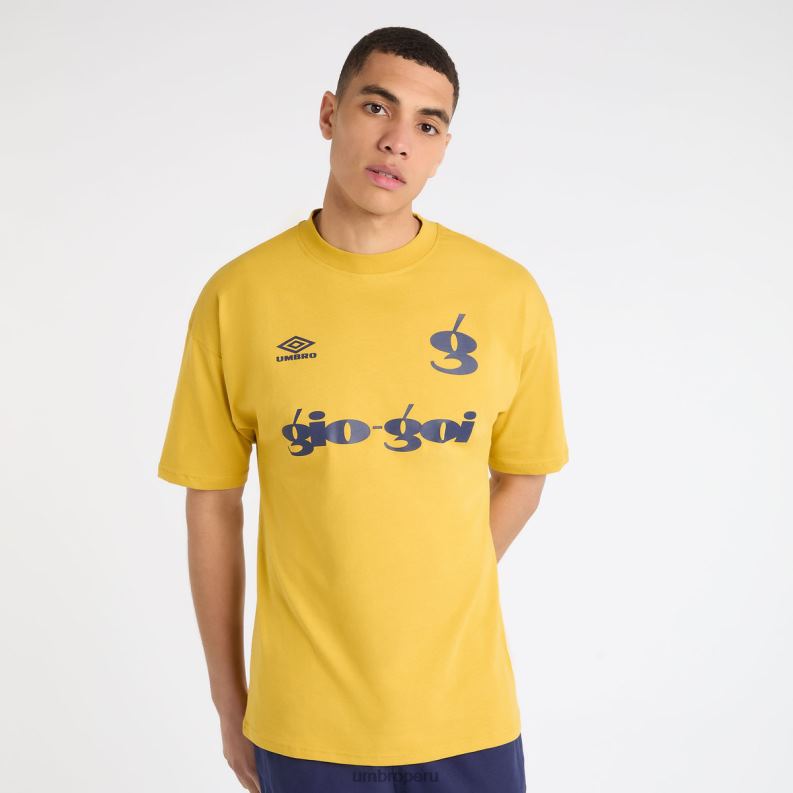 camiseta con logo de gio goi hombres ropa 64RRH63 Umbro mostaza picante/azul patriota