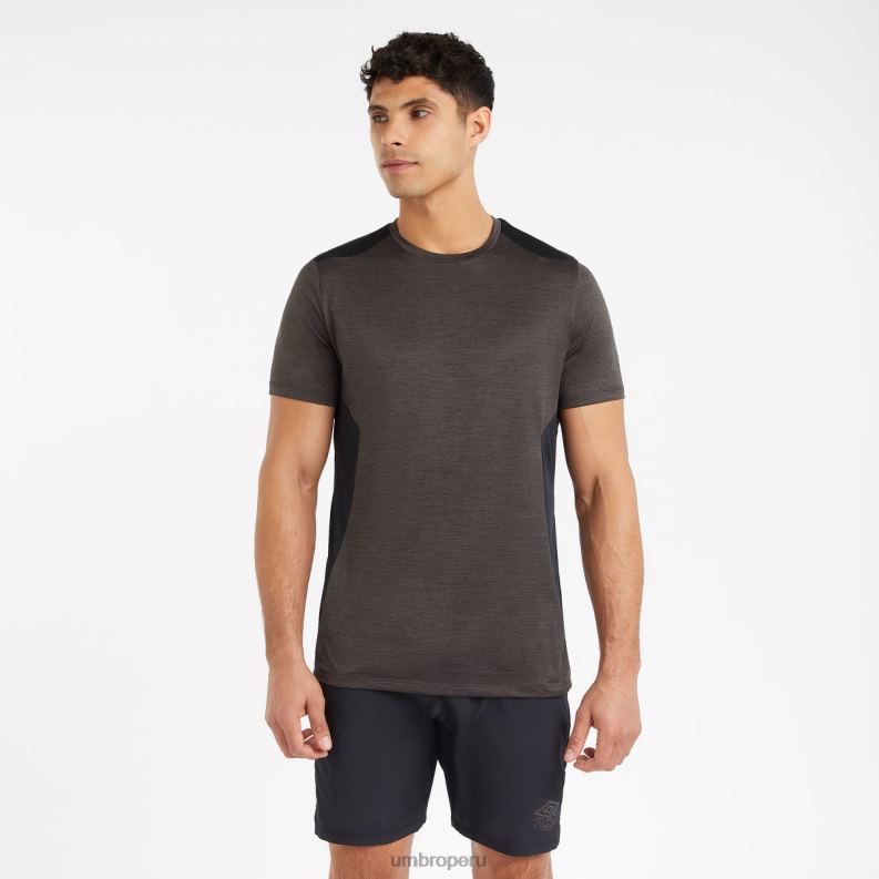 camiseta de entrenamiento profesional de poliéster jaspeado hombres ropa 64RRH17 Umbro marga negra
