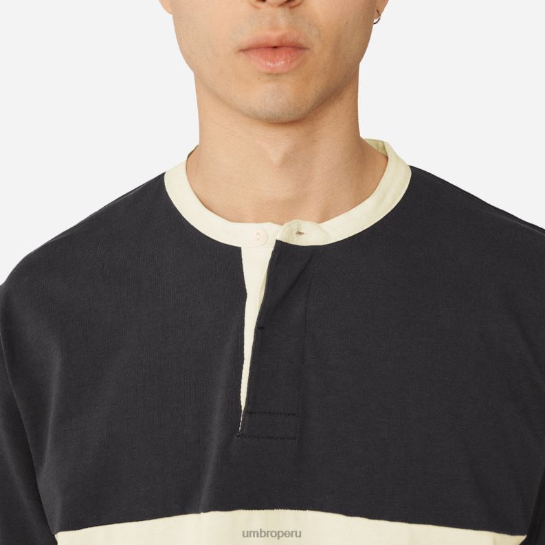 camiseta de rugby con cuello henley ymc hombres ropa 64RRH88 Umbro blazer azul marino/crema cannoli