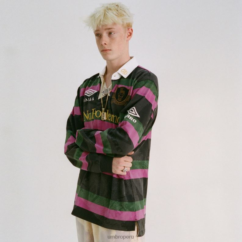 camiseta de rugby con láser aries hombres ropa 64RRH2 Umbro negro/caqui/morado