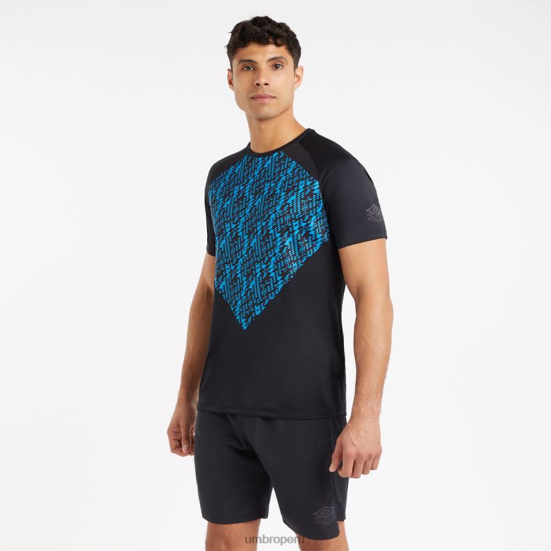camiseta gráfica de entrenamiento profesional hombres ropa 64RRH28 Umbro negro/azul malibu