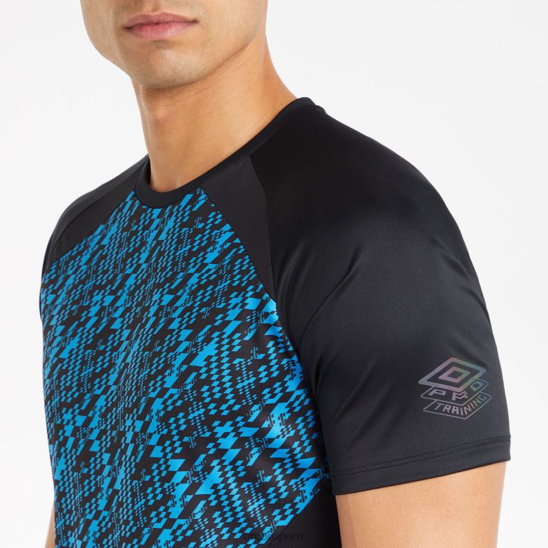 camiseta gráfica de entrenamiento profesional hombres ropa 64RRH28 Umbro negro/azul malibu