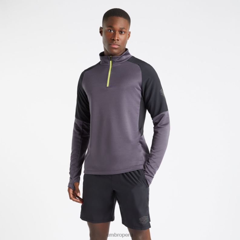 camiseta híbrida de entrenamiento profesional con media cremallera hombres ropa 64RRH78 Umbro periscopio/negro/lima