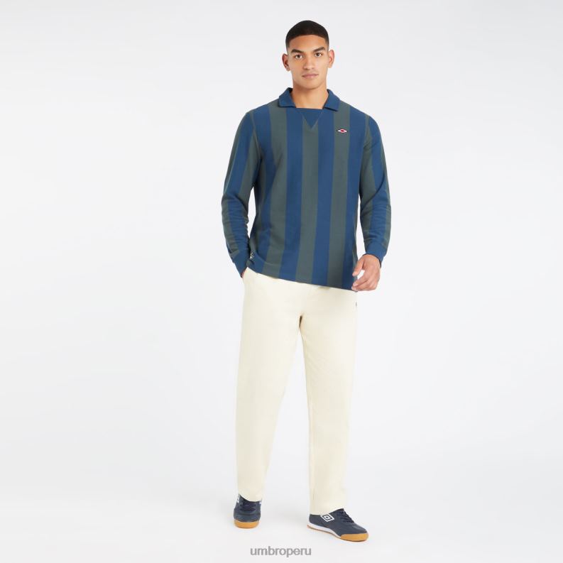 jersey a rayas de manga larga hombres ropa 64RRH36 Umbro musgo marino/luz de luna