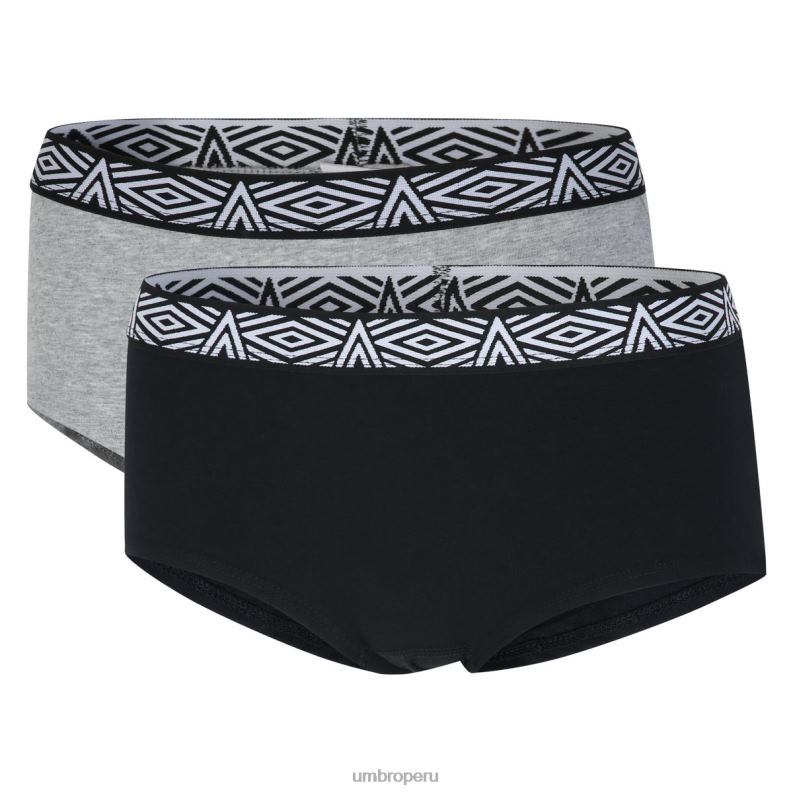 Pack de 2 hipsters Core para mujer mujer ropa 64RRH542 Umbro negro/gris jaspeado