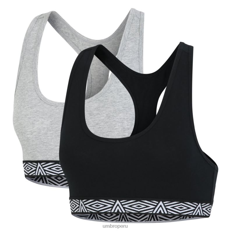 Pack de 2 tops de sujetador Core para mujer mujer ropa 64RRH538 Umbro negro/gris jaspeado