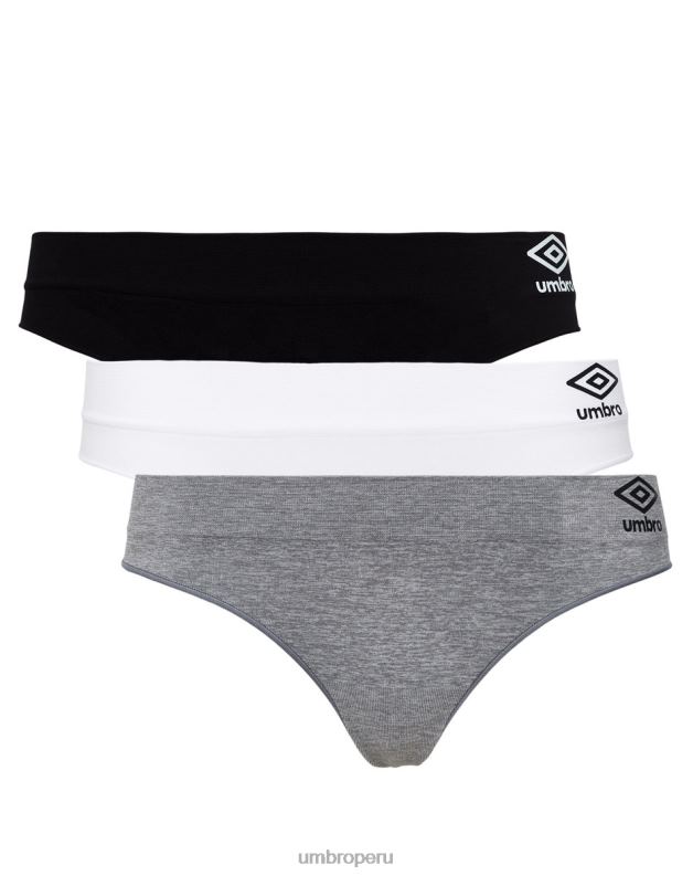 tanga sin costuras kim (paquete de 3) mujer ropa 64RRH547 Umbro negro/gris jaspeado/blanco