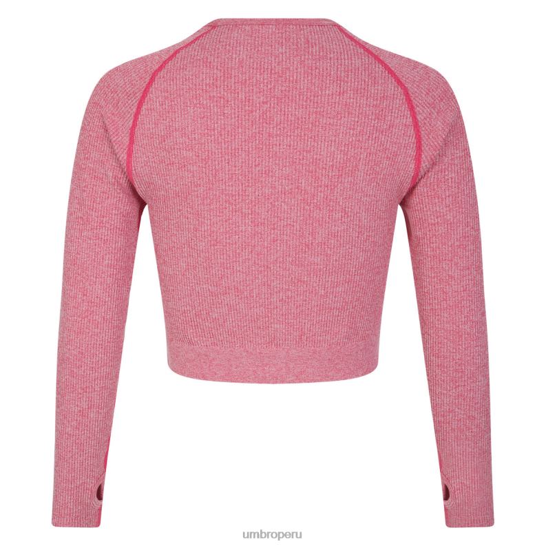 top corto de canalé sin costuras mujer ropa 64RRH390 Umbro marga rosa