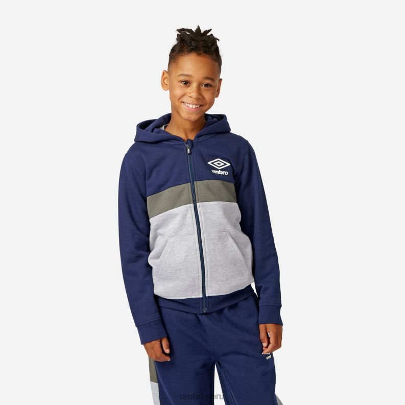 sudadera con capucha y cremallera niños ropa 64RRH612 Umbro gris jaspeado/azul marino/bronce