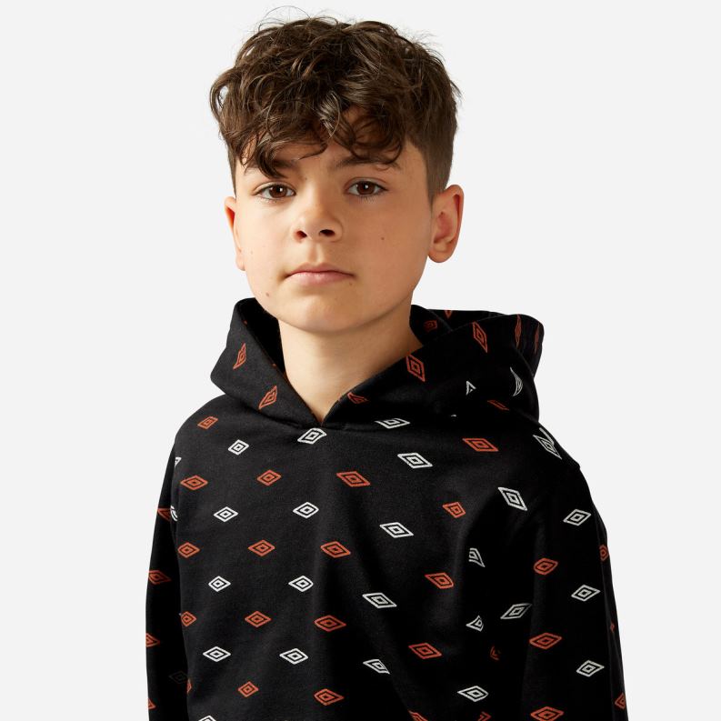 sudadera con capucha y estampado integral niños ropa 64RRH618 Umbro negro