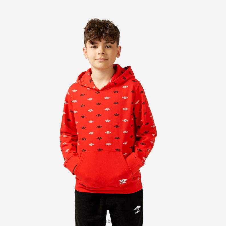sudadera con capucha y estampado integral niños ropa 64RRH619 Umbro tomate cherry